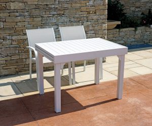 Tavolo Da Balcone Capannori - Allungabile 106/212 X 75 Cm - Alluminio  - Con Piano A Doghe In Alluminio