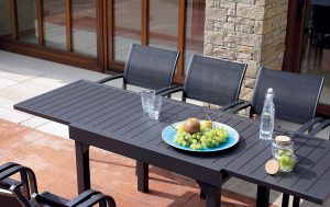 Tavolo Da Balcone Capannori - Allungabile 106/212 X 75 Cm - Alluminio  - Con Piano A Doghe In Alluminio