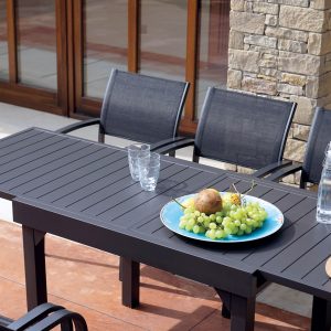 Tavolo Da Balcone Capannori - Allungabile 106/212 X 75 Cm - Alluminio  - Con Piano A Doghe In Alluminio