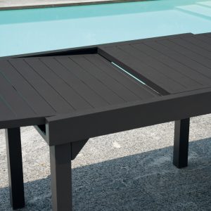 Tavolo Da Balcone Capannori - Allungabile 106/212 X 75 Cm - Alluminio  - Con Piano A Doghe In Alluminio