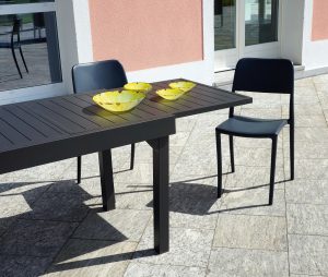 Tavolo Da Balcone Capannori - Allungabile 106/212 X 75 Cm - Alluminio  - Con Piano A Doghe In Alluminio