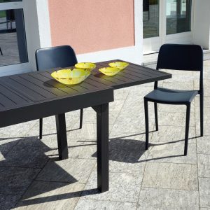 Tavolo Da Balcone Capannori - Allungabile 106/212 X 75 Cm - Alluminio  - Con Piano A Doghe In Alluminio