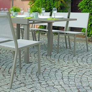 Tavolo Da Balcone Capannori - Allungabile 106/212 X 75 Cm - Alluminio  - Con Piano A Doghe In Alluminio