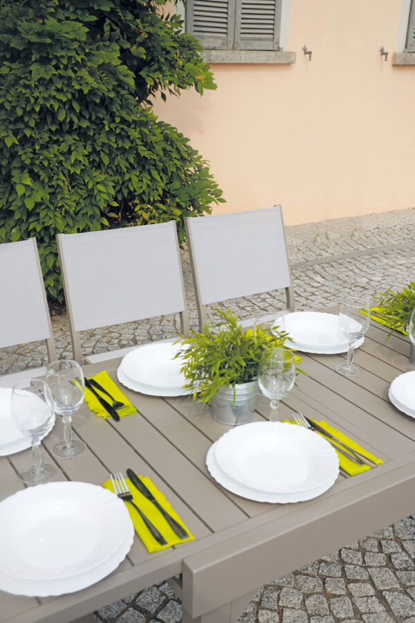 Tavolo Da Balcone Capannori - Allungabile 106/212 X 75 Cm - Alluminio  - Con Piano A Doghe In Alluminio