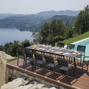 Tavolo Anzio - Allungabile  165/250 X 90 Cm - Piano A Doghe In Alluminio - Allungo Con Gambe Scorrevoli