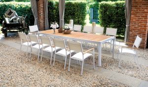 Tavolo Lanzarote 200/300 in alluminio e Teak Greenwood