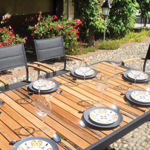 Tavolo Lanzarote 200/300 in alluminio e teak Greenwood