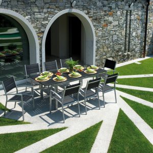 Tavolo Ravello 150/210X90 Alu Arg/Piano Nero 1 Pz