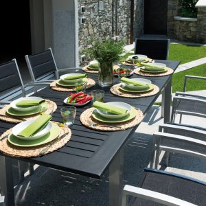 Tavolo Ravello 150/210X90 Alu Arg/Piano Nero 1 Pz