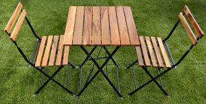 Set Bistro' Deluxe In Ferro E Legno - Tav. 55X55 1 Pz