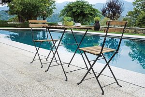 Set Bistrò In Ferro E Acacia Fsc Scura - 2 Sedie E Un  Tavolo 55X54 Cm 1 Pz