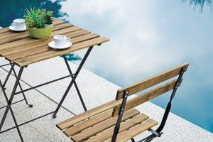 Set Bistrò In Ferro E Acacia Fsc Scura - 2 Sedie E Un  Tavolo 55X54 Cm 1 Pz