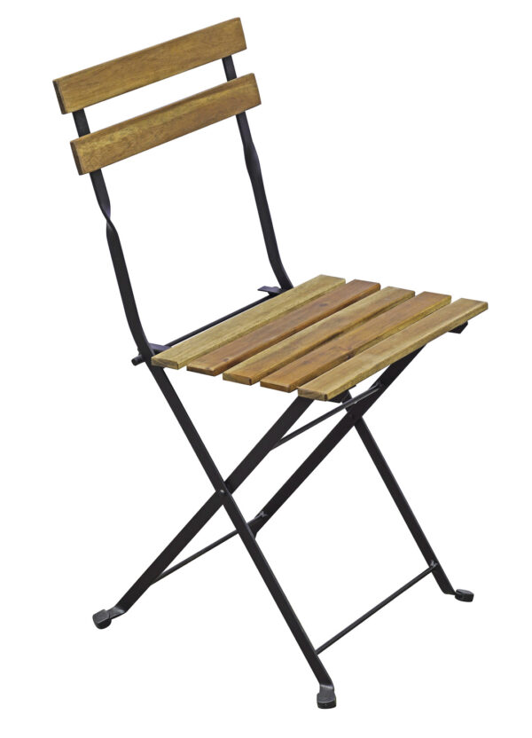 Set Bistrò In Ferro E Acacia Fsc Scura - 4 Sedie E Un  Tavolo 100X54 Cm 2 Pz