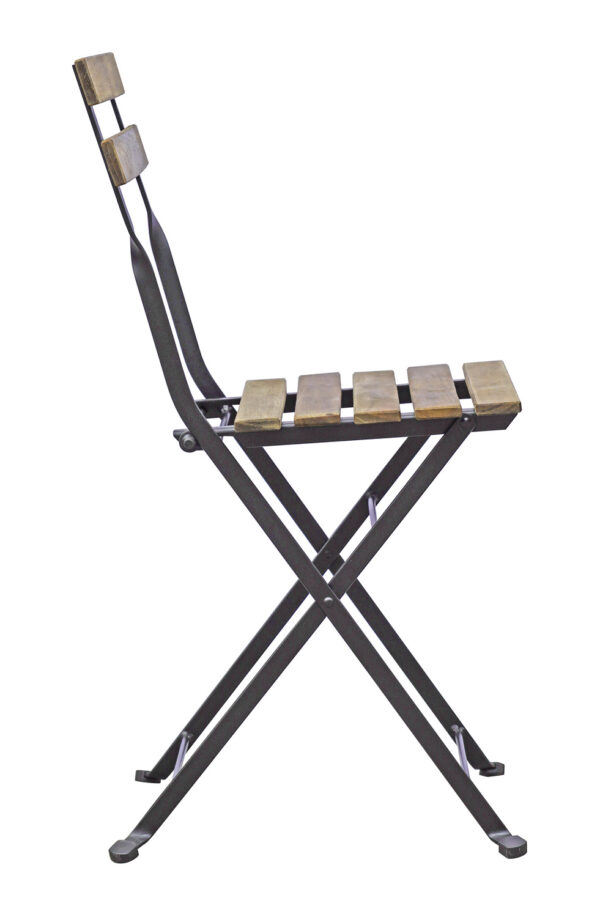 Set Bistrò In Ferro E Acacia Fsc Scura - 4 Sedie E Un  Tavolo 100X54 Cm 2 Pz