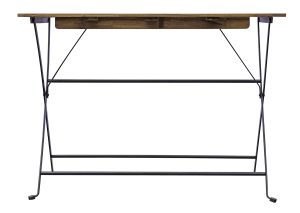 Set Bistrò In Ferro E Acacia Fsc Scura - 4 Sedie E Un  Tavolo 100X54 Cm 2 Pz