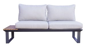 Set Saint Tropez Angolare - Composto Da Due Divani Da 2 Posti E Un Angolare - Tavolino Centrale Più Tavolini Laterali Con Piano In Resin Wood - Struttura In Alluminio Antracite - Cuscini Sfoderabili In Grigio