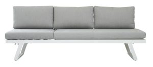 Set Tunisi Angolare - Composto Da 2 Divani A 3 Posti Trasformabili In Lettini - Tavolino 68 X 68 X 41 Cm Con Piano A Doghe Di Alluminio - Struttura In Alluminio  - Cuscini Sfoderabili