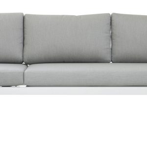 Set Tunisi Angolare - Composto Da 2 Divani A 3 Posti Trasformabili In Lettini - Tavolino 68 X 68 X 41 Cm Con Piano A Doghe Di Alluminio - Struttura In Alluminio  - Cuscini Sfoderabili