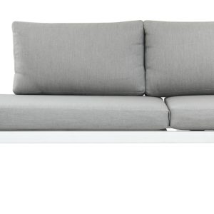 Set Tunisi Angolare - Composto Da 2 Divani A 3 Posti Trasformabili In Lettini - Tavolino 68 X 68 X 41 Cm Con Piano A Doghe Di Alluminio - Struttura In Alluminio  - Cuscini Sfoderabili