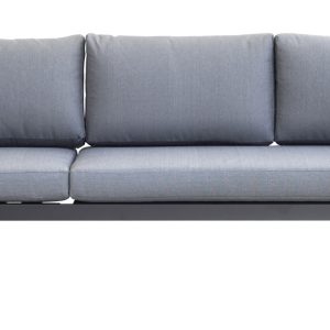 Set Tunisi Angolare - Composto Da 2 Divani A 3 Posti Trasformabili In Lettini - Tavolino 68 X 68 X 41 Cm Con Piano A Doghe Di Alluminio - Struttura In Alluminio  - Cuscini Sfoderabili