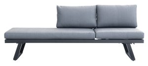 Set Tunisi Angolare - Composto Da 2 Divani A 3 Posti Trasformabili In Lettini - Tavolino 68 X 68 X 41 Cm Con Piano A Doghe Di Alluminio - Struttura In Alluminio  - Cuscini Sfoderabili