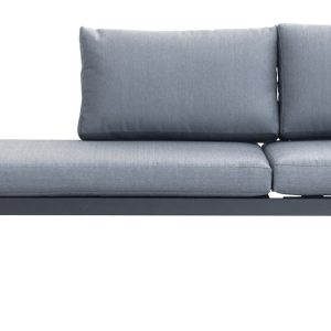 Set Tunisi Angolare - Composto Da 2 Divani A 3 Posti Trasformabili In Lettini - Tavolino 68 X 68 X 41 Cm Con Piano A Doghe Di Alluminio - Struttura In Alluminio  - Cuscini Sfoderabili