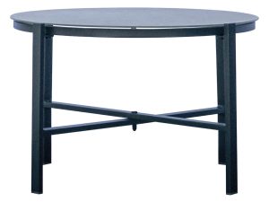 Set Tarquinia - Composto Da 2 Poltrone, 1 Divano E Un Tavolino Con Piano In Ceramic Glass Ø 65 Cm X 41 Cm - Textilene E Struttura In Ferro Epoxy Verde (V) - Braccioli In Resin Wood