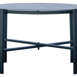 Set Tarquinia - Composto Da 2 Poltrone, 1 Divano E Un Tavolino Con Piano In Ceramic Glass Ø 65 Cm X 41 Cm - Textilene E Struttura In Ferro Epoxy Verde (V) - Braccioli In Resin Wood