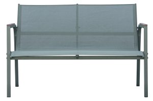 Set Tarquinia - Composto Da 2 Poltrone, 1 Divano E Un Tavolino Con Piano In Ceramic Glass Ø 65 Cm X 41 Cm - Textilene E Struttura In Ferro Epoxy Verde (V) - Braccioli In Resin Wood