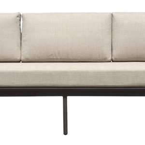 Set Torvaianica - Salotto Angolare Composto Da Due Divani 3 Posti Di Cui Uno Trasformabile In Lettino Con Schienale Regolabile E Un Tavolino Con Piano A Doghe 110 X 60 X 32 Cm - Struttura Alluminio Verde (V - Cuscini Sfoderabili E Tre Pillow Decorativi