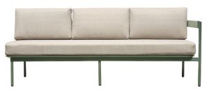 Set Torvaianica - Salotto Angolare Composto Da Due Divani  3 Posti Di Cui Uno Trasformabile In Lettino Con Schienale Regolabile E Un Tavolino Con Piano A Doghe 110 X 60 X 32 Cm - Struttura Alluminio Verde (V - Cuscini Sfoderabili  E Tre Pillow Decorativi