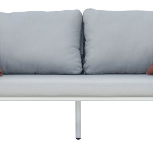 Set Maratea - Composto Da 2 Poltrone, Un Divano A Tre Posti - E Un Tavolino Piano In Ceramic Glass Effetto Cemento 110 X 60 X 40 Cm - Struttura In Alluminio E Corda - Cuscini Sfoderabili E Pillow Decorativi