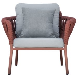 Set Maratea - Composto Da 2 Poltrone, Un Divano A Tre Posti - E Un Tavolino Piano In Ceramic Glass Effetto Cemento 110 X 60 X 40 Cm - Struttura In Alluminio  E Corda - Cuscini Sfoderabili  E Pillow Decorativi