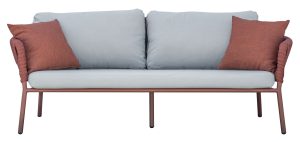 Set Maratea - Composto Da 2 Poltrone, Un Divano A Tre Posti - E Un Tavolino Piano In Ceramic Glass Effetto Cemento 110 X 60 X 40 Cm - Struttura In Alluminio  E Corda - Cuscini Sfoderabili  E Pillow Decorativi