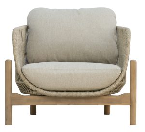 Salotto Lamezia In Acacia Certificata Fsc Color Teak  Con Corda Color Naturale 5 Pz