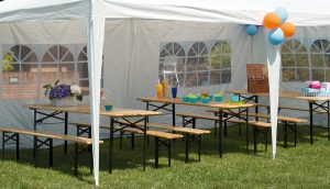 Set Birreria - Tavolo 200 X 70 E 2 Panche 200 X 25 Cm - Legno 25 Mm