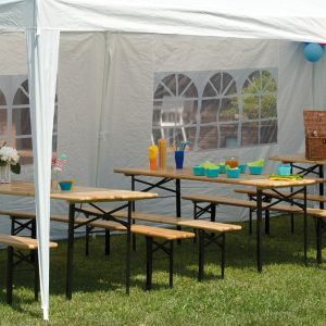 Set Birreria - Tavolo 170 X 46 - Legno 20 Mm - 2 Panche 170 X 23 Cm - Legno 25 Mm