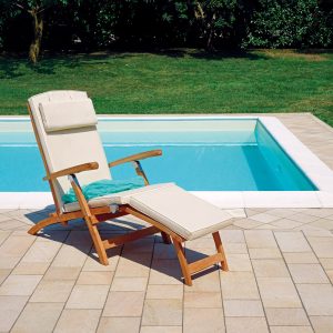 Poltrona Steamer reclinabile con cuscino Ecrù sfoderabile