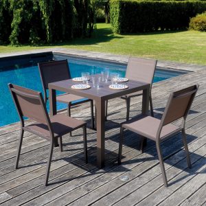 Tavolo San Vincenzo 80X80 Aluminio Colorato  Piano A Doghe