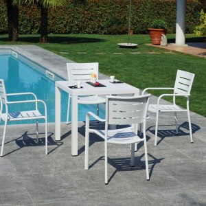 Tavolo San Vincenzo 80X80 Aluminio Colorato  Piano A Doghe