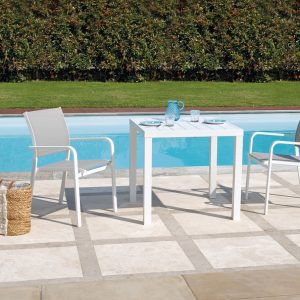 Tavolo San Vincenzo 80X80 Aluminio Colorato  Piano A Doghe