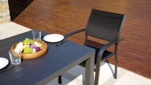 Tavolo San Vincenzo 80X80 Aluminio Colorato  Piano A Doghe