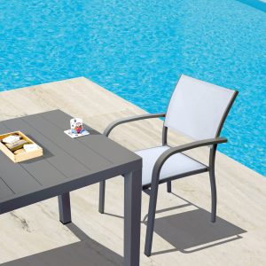 Tavolo San Vincenzo 80X80 Aluminio Colorato  Piano A Doghe