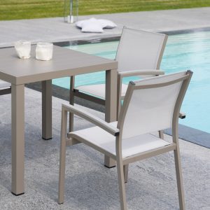 Tavolo San Vincenzo 80X80 Aluminio Colorato  Piano A Doghe