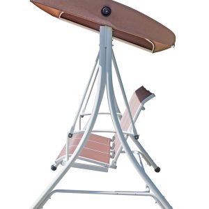 Dondolo 3 posti struttura in ferro bianco e seduta textilene tortora Greenwood