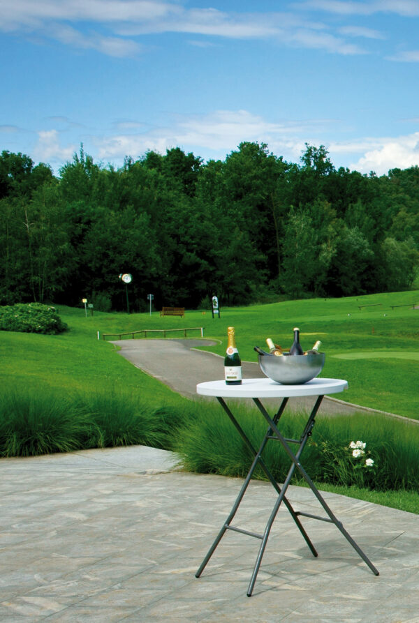 Tavolo Alto Catering - Piano In Polietilene Alta Densità - Tondo Ø 80 Cm - Tubo Ø 25 X 1 Mm