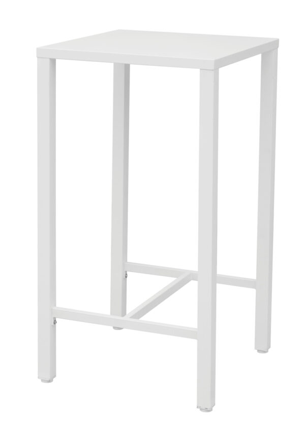 Tavolo Iseo  Alto Contract - Acciaio 60 X 60 Cm - Da Montare - Impilabile Con Gommini Distanziatori - Gambe 4,5 Cm X 4,5 Cm X 1,5 Mm Con Piedini Regolabili -