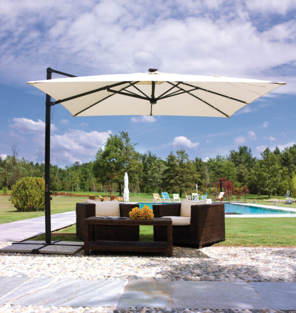 Ombrellone Florida 3X3 Palo Lat. Antracite Luci Ecru' 1 Pz