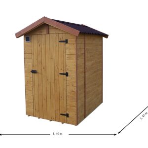 Casetta Eden con pannelli in abete da 16 mm., con pavimento e WC a secco.