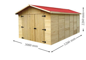 Garage Eden, pannelli in abete rosso 16 mm.